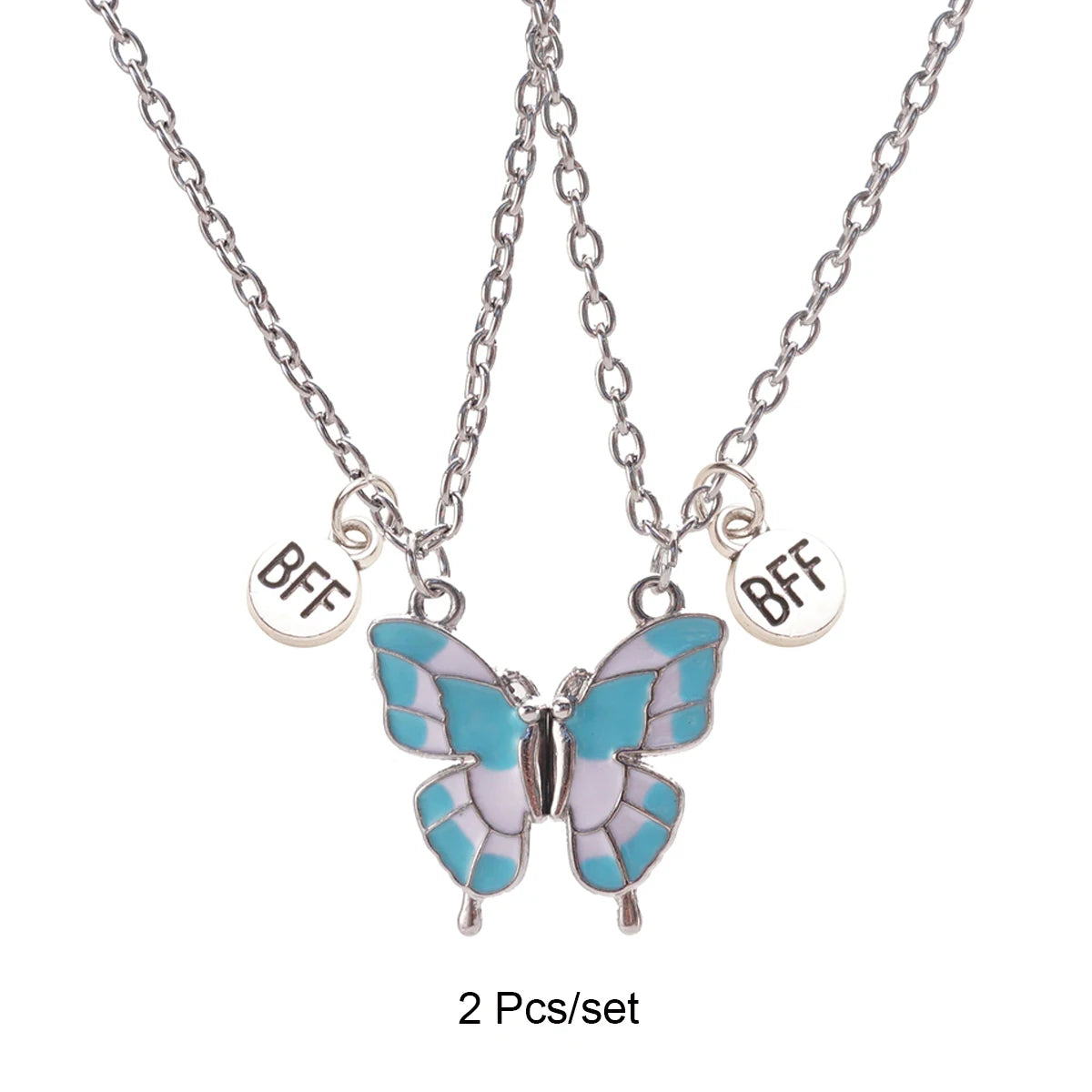 2 Pcs/set Best Friends Pendant Necklace For Woman Magnetic Adjustable Butterfly Lover Broken Heart Chain BFF Jewelry Gifts