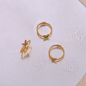 Anel Borboleta com Zircônia Cúbica Colorida