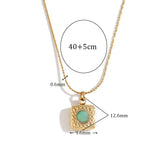 Colar Elegante com Pingente Verde em Aço Inoxidável e Ouro 18K