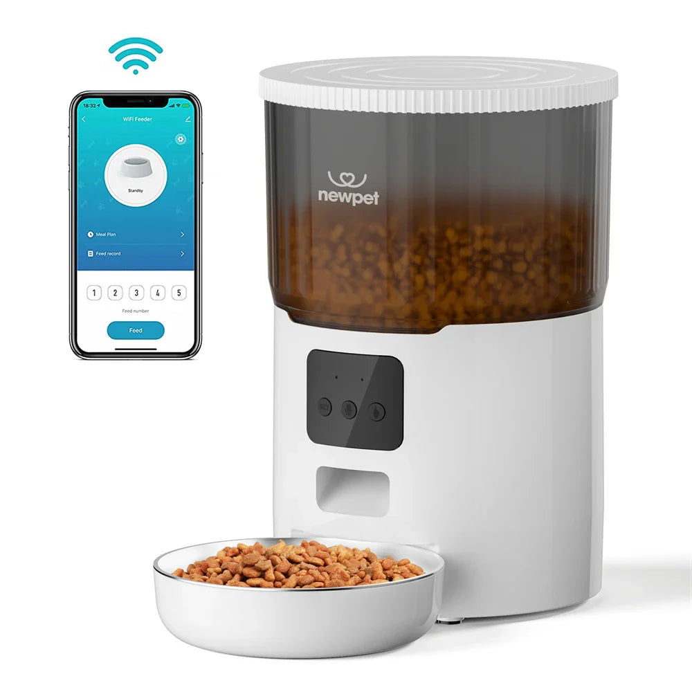 Ração Automática Para Cães e Gatos WiFi Smart Com Gravador De Voz