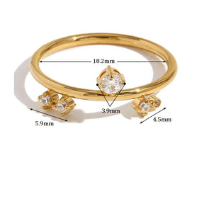 Anel Coroa de Zircônia Banhado a Ouro 18K