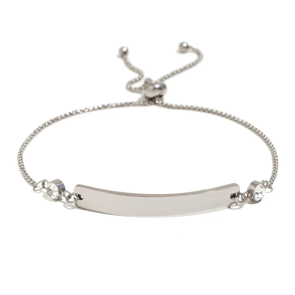 Pulseira Elegante com Placa de Zircônia Ajustável