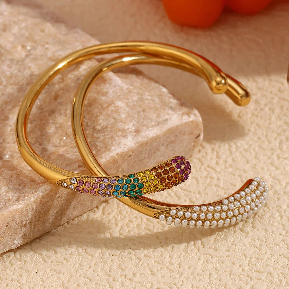 Pulseira Cobra Colorida com Zircônia Banhada a Ouro