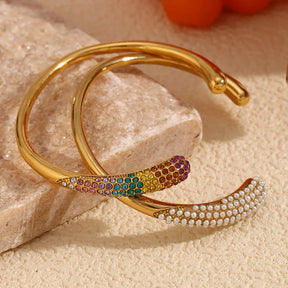 Pulseira Cobra Colorida com Zircônia Banhada a Ouro