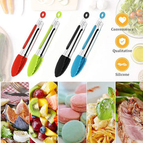 Pinça de comida de aço inoxidável pinças de cozinha silicone náilon antiderrapante cozinhar clipe braçadeira churrasco salada ferramentas grill acessórios de cozinha
