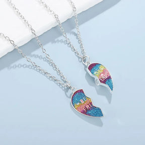 2Pcs/Set New Fashion Colorful Heart Pendant Necklace for Girl Cartoon Love Pendants Best Friend Shared Jewelry BFF Gifts