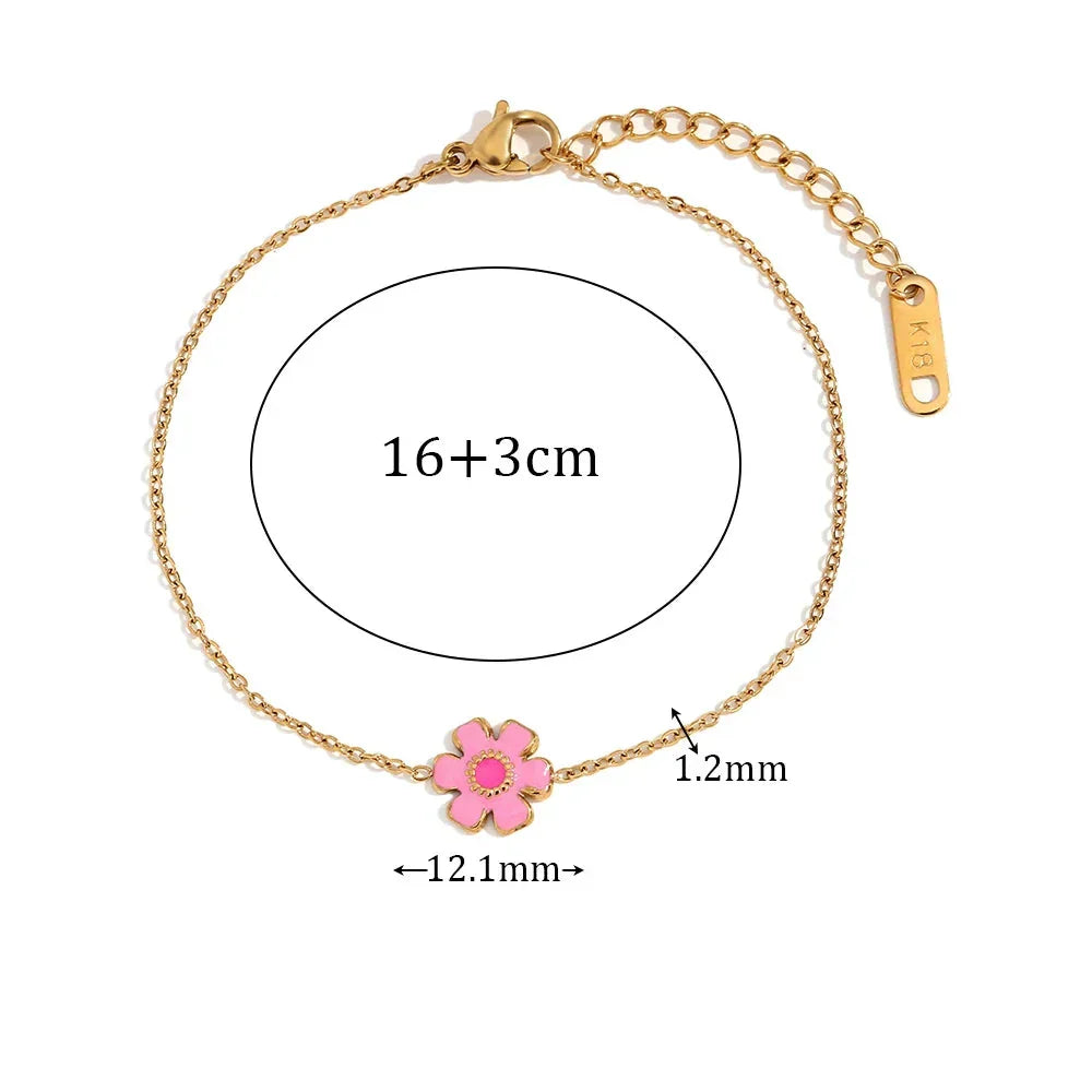 Pulseira Encanto Flor Esmaltada Burnetts Joias