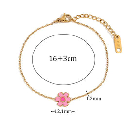 Pulseira Encanto Flor Esmaltada Burnetts Joias