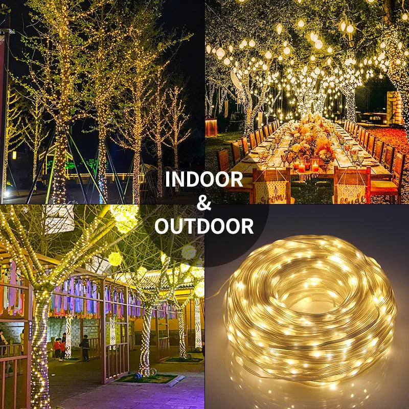 PISCA PISCA EM LED DE ENERGIA 
SOLAR PARA JARDIM - Luz solar ao ar livre à prova dwaterproof água jardim guirlanda de fadas natal casamento rua cerca decoração led luzes de linha de couro solar