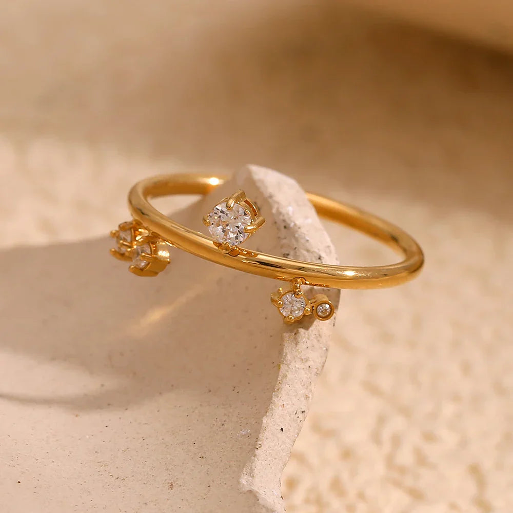 Anel Coroa de Zircônia Banhado a Ouro 18K