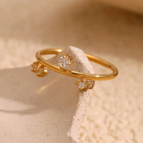 Anel Coroa de Zircônia Banhado a Ouro 18K