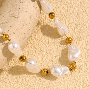 Colar de Pérolas Barroco Luxo em Aço Inoxidável 18K