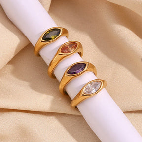 Anel Belle-Horse de Zircão Banhado a Ouro 18K - BT