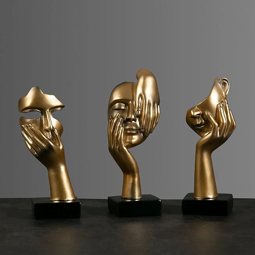 O Silêncio é Ouro - Estatueta Pensador de Arte Abstrata