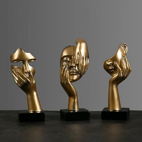 O Silêncio é Ouro - Estatueta Pensador de Arte Abstrata
