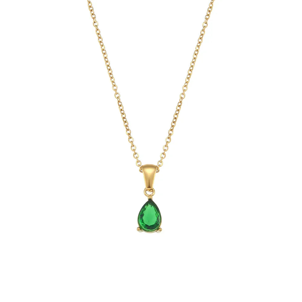 Colar Cristal Colorido Waterdrop Banhado a Ouro
