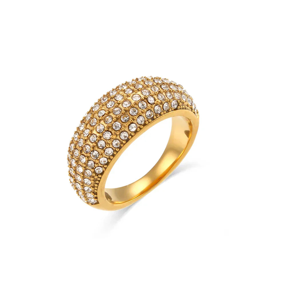 Anel de Luxo com Zircônia Banhado a Ouro