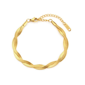 Colar e Pulseira Trançados Banhados a Ouro Burnetts