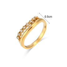 Anel Elegante de Aço Inoxidável com Zircônias