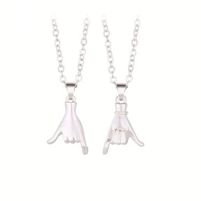 2pcs/set Pull Hook Hands Couple Necklace Pinky Swear Promise Love Hug Chain Necklace for Best Friend Couples Birthday Gifts