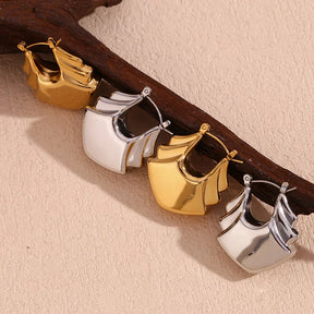 Brincos Elegantes em Camadas de Aço Inoxidável