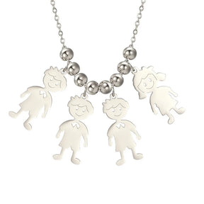 Stainless Steel Necklace Boy Girl Kids Pendant Necklace for Women Men Beads Chain Choker Family Jewelry Gift collares aesthethic