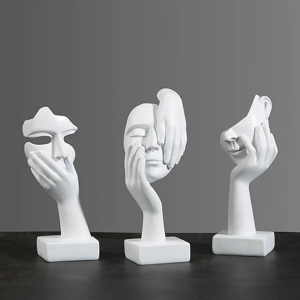 O Silêncio é Ouro - Estatueta Pensador de Arte Abstrata