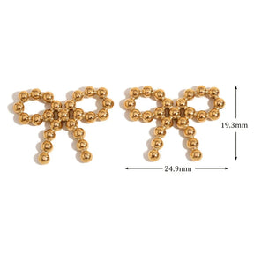 Brincos Elegantes de Laço com Pérolas Douradas