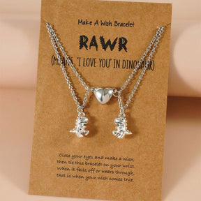 BFF Necklace for 2 Split Heart Cute Dinosaur Pendant Friendship Necklaces Best Friend Jewelry Set of 2 Gifts for Her