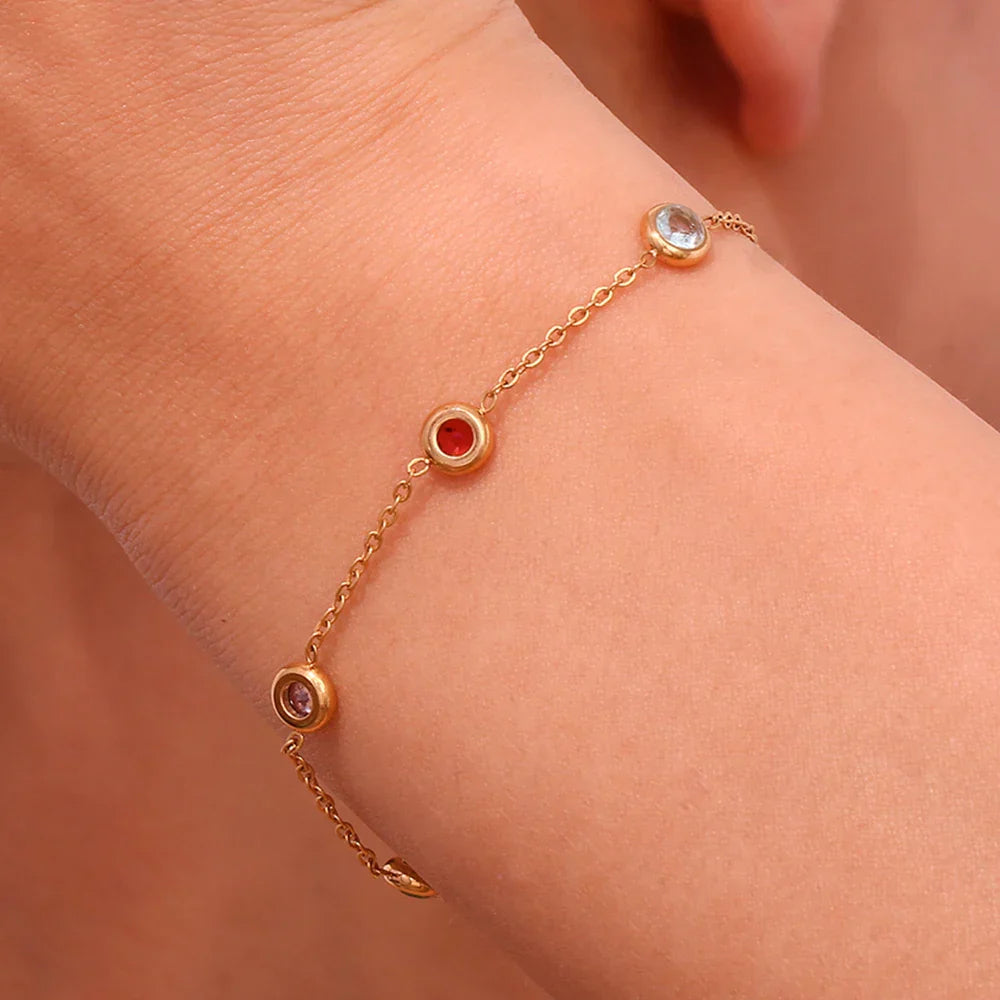 Pulseira Elegante de Zircônia Colorida