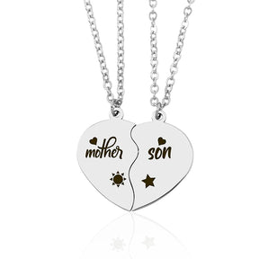 2 Pcs/Set Father Daughter Mother Son Necklace Stainless Steel Heart Puzzle Pendant Necklace Family Jewelry