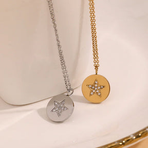 Colar Estrela em Aço Inoxidável com Zircônia