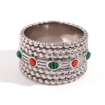 Anel Boho com Malaquita e Cornalina