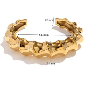 Pulseira Bambu Espiral em Aço Inoxidável Banhada a Ouro