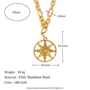 Colar Pingente Olho do Diabo em Aço Inoxidável 18K