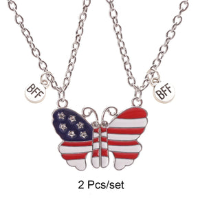 2 Pcs/set Best Friends Pendant Necklace For Woman Magnetic Adjustable Butterfly Lover Broken Heart Chain BFF Jewelry Gifts
