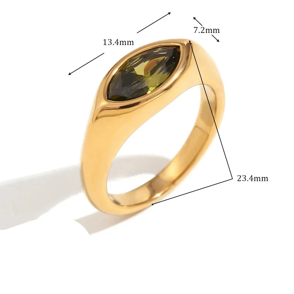 Anel Belle-Horse de Zircão Banhado a Ouro 18K - BT