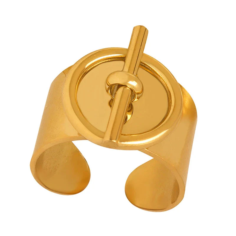 Anel Aberto VG+ Banhado a Ouro 18k Ajustável para Mulheres