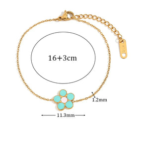 Pulseira Encanto Flor Esmaltada Burnetts Joias