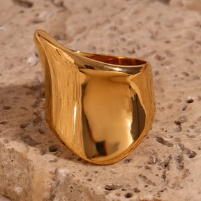 Anel Elegante de Aço Inoxidável Dourado e Prateado