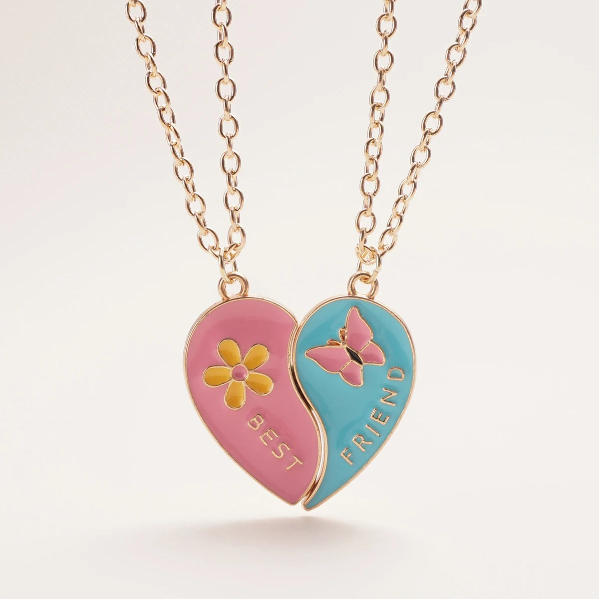 2 Pcs/Set Best Friends Pendant Necklace for Women Cute Avocado Lover Broken Heart Clavicle Chain BFF Best Friends Jewelry Gifts