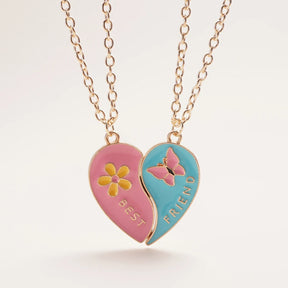 2 Pcs/Set Best Friends Pendant Necklace for Women Cute Avocado Lover Broken Heart Clavicle Chain BFF Best Friends Jewelry Gifts