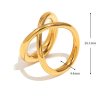 Anel Duplo Elegante em Aço Inoxidável Banhado a Ouro