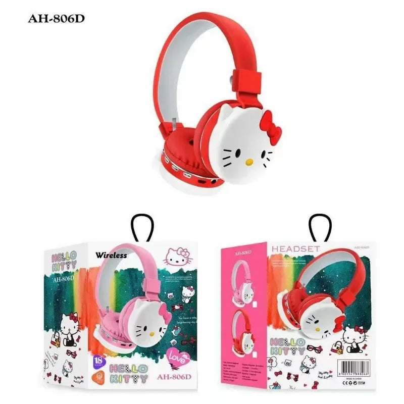 Fone sanrio hello kitty kuromi bluetooth fone de ouvido sem fio dos desenhos animados com microfone dobrável leve para telefones portátil