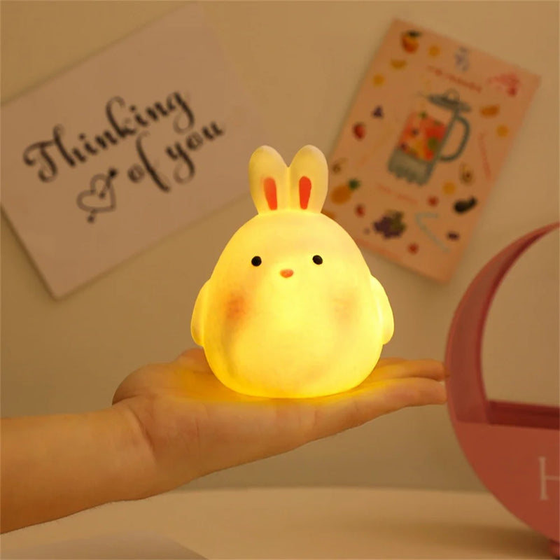 Animal led light bonito dos desenhos animados urso pato coelho porco frango lâmpada crianças quarto dormir luzes da noite presente decoração lâmpada