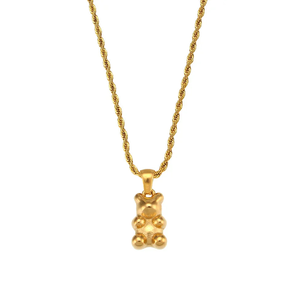 Colar Pingente de Urso com Zircônia Banhado a Ouro 18k