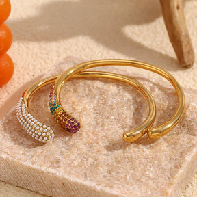 Pulseira Cobra Colorida com Zircônia Banhada a Ouro