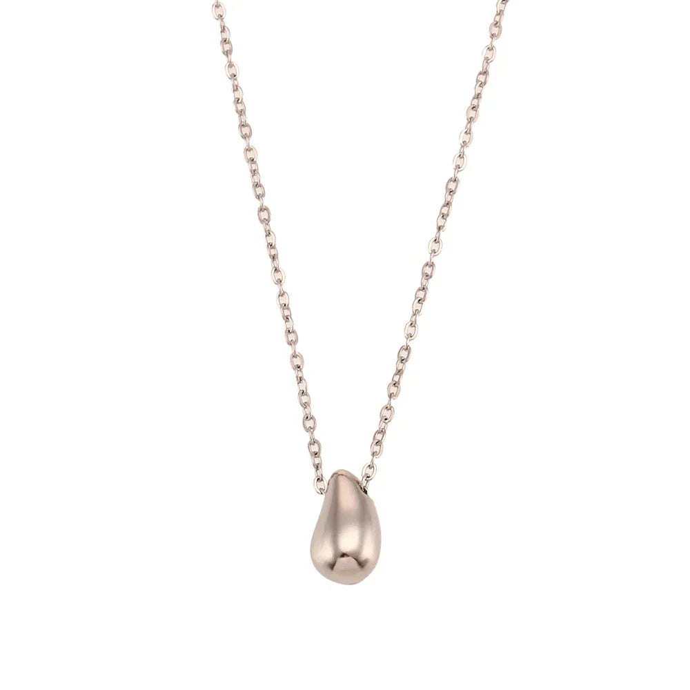 Colar Elegante com Pingente de Gota em Aço Inox Banhado