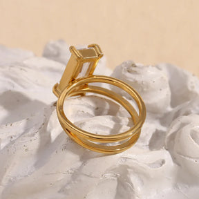 Anel Elegante de Zircônia com Camada Dupla