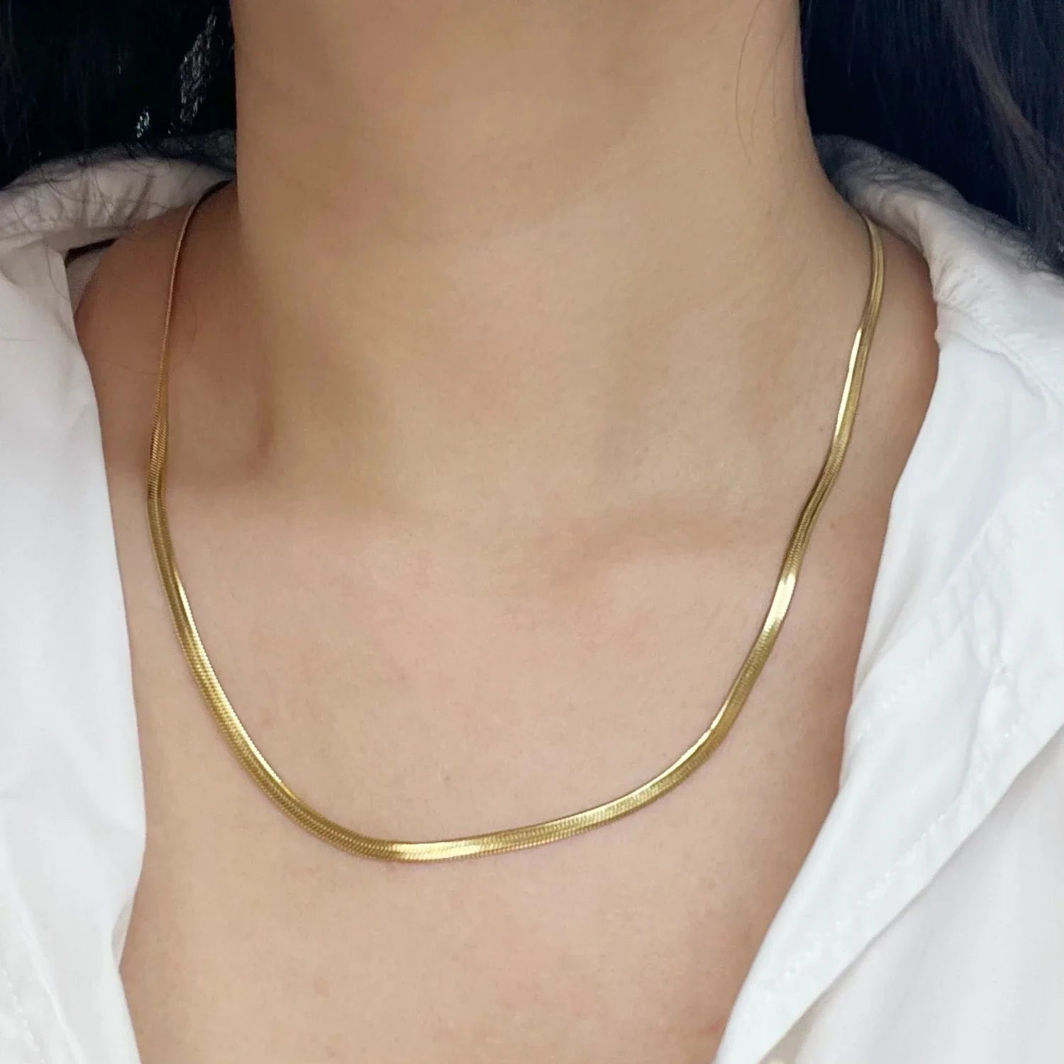 Colar Unissex de Aço Inoxidável banhado ouro 18k Dourado - Estilo Minimalista